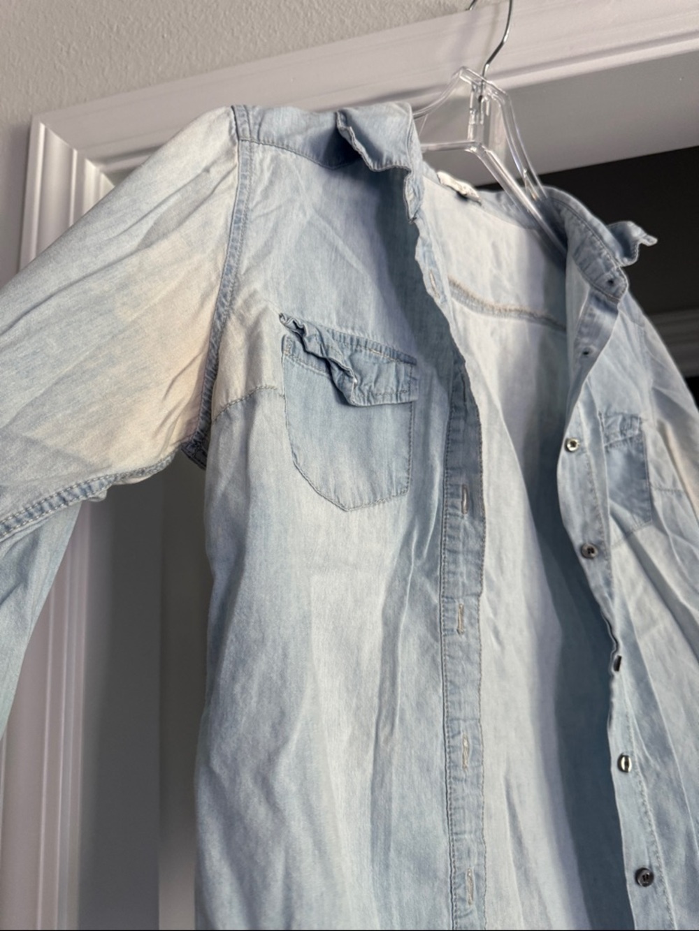 Light Blue Chambray Denim Shirt - Casual Button-Up - Picture 2 of 7